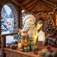 HOMCOM Figurka bałwana 43 cm z MGO z lampionem LED i timerem, do wejścia i przy drzwiach(m-9)