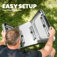 Outsunny 3ft Folding Camping Table, Picnic Table with Mesh Storage Layer, Carrying Bag and Metal Frame, Cream White(m-7)
