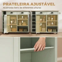 HOMCOM Ilha de Cozinha com Rodas Tampo Rebatível Suporte para Especiarias Prateleiras na Porta Armário 2 Gavetas 117,5x70x91 cm Verde Claro(m-6)