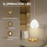 HOMCOM Lámpara de Techo LED Moderna Ø20,5x17,5 cm con Pantalla de Impresión 3D Luz Cálida de 3000K para Salón Dormitorio Cocina(m-5)