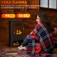 HOMCOM Camino a Bioetanolo Autoportante, Bruciatore da 1.2L Durata 3 Ore, Area Riscaldata 20-25 m², Nero(m-4)