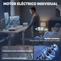 HOMCOM Escritorio Elevable Eléctrico 120x60 cm con 3 Memorias Pantalla LED 2 Ganchos y 2 Pasacables Blanco(m-7)