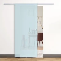 HOMCOM Porte Scorrevoli in Vetro Satinato da Interni con Binario B3 in Alluminio per Bagno Cucina Studio 205x90x0,8cm(m-10)