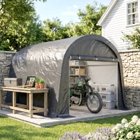 Outsunny Lagerzelt für den Garten, stabiler Stahlrahmen, große Türen, 3x3m, Grau(m-9)