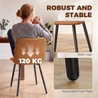 HOMCOM Faux Leather Upholstered Kitchen Chairs, Modern Dining Chairs Set of 2 with Metal Legs for Dining Room, Brown(m-7)