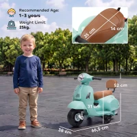 AIYAPLAY Elektrische kindermotor Mini Vespa GTS 6V met lithiumaccu, ergonomische zitting, rugleuning, 1,5-3 jaar(m-3)