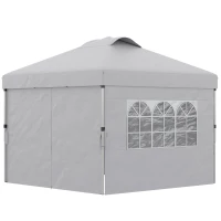 Outsunny Gazebo Pieghevole 3x3 m con Altezza Regolabile su 3 Livelli, Finestre e Borsa di Trasporto, Grigio Chiaro(m-11)