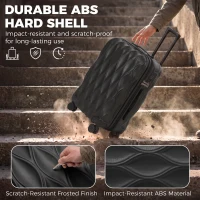 HOMCOM 56cm 41L Suitcase, Lightweight ABS Hard Shell Carry On Luggage with TSA Lock, Spinner Wheels, Telescopic Handle, Black(m-4)