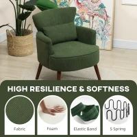 HOMCOM Corduroy Retro Accent Chair - Green(m-4)