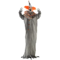 HOMCOM 6' Orange Clown Halloween Animatronic, with Glowing Eyes(m-1)