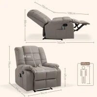 HOMCOM Poltrona Relax con 8 Punti Massaggio e Reclinazione a 165° in Finta Pelle, Grigio(m-3)