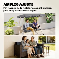 Outsunny Cojín para Banco de Jardín con Respaldo, 150x98x8 cm, Colchón de Banco de 3 Plazas para Interior y Exterior con Relleno Grueso y Cintas de Sujeción, para Columpio, Terraza, Balcón Gris Oscuro(m-8)