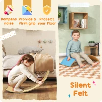 AIYAPLAY Wooden Balance Board for Kids, Wobble Board with Silent Felt for Sensory Play, Blue(m-5)
