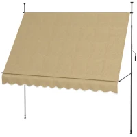 Outsunny Toldo Manual Retráctil con Manivela 300x120x210-300 cm con Altura Ajustable Impermeable y Anti-UV Beige(m-11)