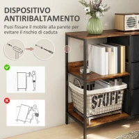 HOMCOM Mobile Cassettiera Multiuso con 3 Cassetti Pieghevoli in Tessuto, Arredamento Soggiorno e Camera, 80x29x71cm, Grigio Scuro(m-8)
