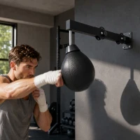 SPORTNOW Wall Mount Speed Bag, Height Adjustable Boxing Speed Bag with Manual Air Pump and Wrenches, Home Gym Workout Equipment(m-14)
