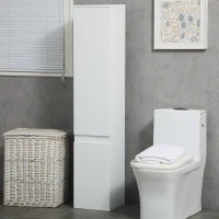 kleankin Badezimmerschrank, 5 Fächer, unsichtbare Griffleisten, weiß, 30 x 28 x 152,5 cm(m-10)