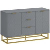 HOMCOM Sideboard with 3 Drawers and Adjustable Shelves for Living Room - Grey(m-1)