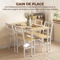 HOMCOM Ensemble Table Salle à Manger avec 4 Chaises, Table Rectangulaire 108 cm, Chaises à Dossier à Lattes, Chêne et Blanc(m-6)