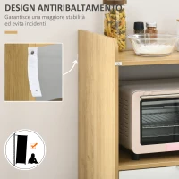 HOMCOM Mobiletto per Microonde in Truciolato con Ripiano Superiore, Cassetto Scorrevole e Armadietto, 58x40x118 cm(m-7)