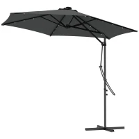 Outsunny 3(m) Solar LED Cantilever Parasol - Dark Grey(m-11)