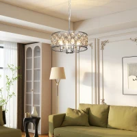 HOMCOM 51 Crystallite Four-Bulb Chandelier - Silver-Tone(m-10)