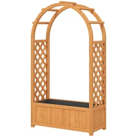 Outsunny Wooden Raised Garden Bed with Trellis, Liner, Drainage Holes, for Vine Climbing Plants, Flowers, 83 x 36 x 145 cm(m-11)