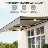Outsunny Toldo Retráctil de Aluminio para Ventanas y Puertas con Protección UV30+ y Inclinación Ajustable 360x220 cm Crema(m-4)