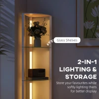 HOMCOM LED Floor Lamp with Shelves, Dimmable Standing Lamp with Foot Switch for Living Room, Bedroom, Grey(m-4)