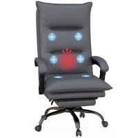 Vinsetto Bürostuhl mit Massagefunktion & Heizfunktion, Fußstütze, bis 120 kg, Dunkelgrau(m-12)