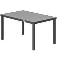 Outsunny Mesa de Comedor de Jardín para 6 Personas con Superficie de Listones Estructura de Acero 140x90x74 cm Gris(m-11)