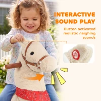 AIYAPLAY Ride on Horse Pedal Ride On Walking Horse Toy Rotatable Head Neighing Sound, Light Brown(m-6)