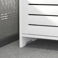HOMCOM Mobile Bagno con Armadietto Chiuso a 3 Livelli e 3 Ripiani Aperti, in Legno Bianco, 48x24x96.5 cm(m-6)