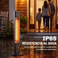 Outsunny Calefactor Infrarrojos Terraza de Pie o Pared 2000 W con Mando 9 Niveles Calor Temporizador Apagado Inclinación Funda(m-5)