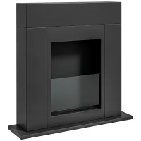 HOMCOM Camino Bioetanolo da Terra con Bruciatore da 0.9L Durata 3 Ore, Area Riscaldata 20-25 m², 73x20x75cm, Nero(m-1)