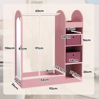 AIYAPLAY Appendiabiti per Bambini con Ripiani, Scatole e Specchio in Legno, Rosa(m-3)