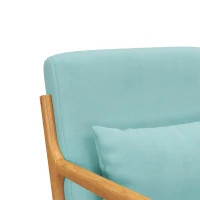 HOMCOM Fauteuil de salon avec cadre en bois massif fauteuil lounge - assise profonde - accoudoirs - aspect velours bleu(m-8)