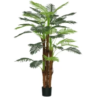 HOMCOM Palmier Artificial Verde de 160 cm în Ghiveci cu 36 de Frunze, din PE și Ciment pentru Interior și Exterior(m-11)