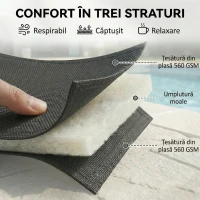 Outsunny Șezlong cu Roți, Spătar Reglabil, Cadru din Aluminiu, Cu Capitonare, Greutate Maximă 120 kg, Alb(m-7)