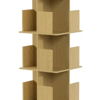 HOMCOM Estante Giratória de 4 Níveis Prateleira de Armazenamento com 16 Compartimentos 39x39x128,3 cm Carvalho(m-7)