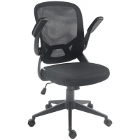 HOMCOM Scaun de birou ergonomic cu înălțime reglabilă, brațe rabatabile și material textil tip plasă, negru(m-12)