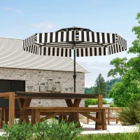 Outsunny Sombrilla de Jardín Inclinable Ø263 cm con Protección UV30+ Techo Doble Ventilado y Manivela para Patio Jardín y Piscina(m-2)