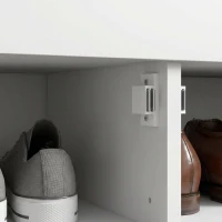 HOMCOM Bancă pentru pantofi cu raft interior reglabil pe 3 niveluri, din MDF și material textil cu aspect de in, 90x36x50 cm, alb și gri(m-9)