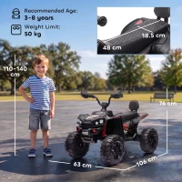 AIYAPLAY 24V 2 Seater Electric Quad Bike for Kids, Ride On Car ATV Toy w/ Forward Backward, for Boys Girls 3-8 Years, Black(m-3)