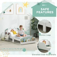 AIYAPLAY Toddler Bed with Storage, Guardrails, Lion Design, for Ages 3-8 Years, Fits 140 x 70cm Mattress, Green(m-4)