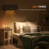 HOMCOM 2000W Wall Mounted Ceramic Space Heater, 10-49°C Temperature, Black(m-4)