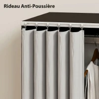 HOMCOM Armoire penderie vêtement dressing mobile 4 roulettes tringle à vêtements et étagères ouvertes 80 x 40 x 128 cm noir(m-6)