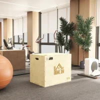 Box jump pliométrie 3 en 1 - Collaboration Aosom.fr x FFHandball - saut musculation fitness 61x51x76cm bois(m-9)
