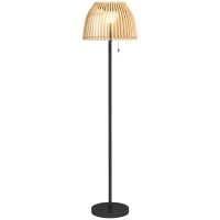 Outsunny Lampadaire extérieur LED solaire sans fil avec batterie rechargeable par USB avec abat-jour bambou - dim. Ø39 x 153H cm(m-1)
