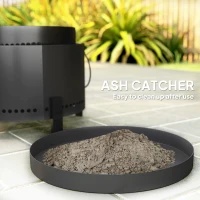 Outsunny Smokeless Fire Pit with Ash Catcher, 37cm Portable Wood Burning Firepit with Poker for Garden Camping Bonfire Party, Metal, Dark Grey(m-6)